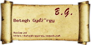 Betegh György névjegykártya